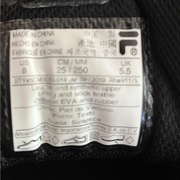 Women's Fila Ray 014 Leather Sneakers BLACK / FILA RED / WHITE, W8 - Picture 7 of 7